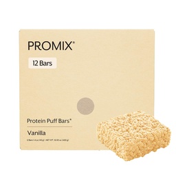 ProMix Nutrition Puff Bars, 12-Pack - מדגסקר וניל - Marshmallow Crispy Treat - Great Tasting & בריאות על הגור - חלבון גבוה וקלורי נמוך - non-GMO & חינם מגלוטן, Soy, & Corn.