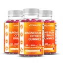 Vitamatic Magnesium Gummies 600 מ"ג לשרת - 60 חניכיים טבעוניות - הירגעות, שרירים, עצמות ואנרגיה תמיכה - 3 Pack