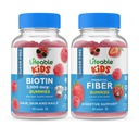 Lifeable Sugar Free Biotin Kids + Preciotic סיבים ילדים, חניכיים Bundle - גדול Tasting, ויטמין תוסף, Gluten Free, GMO חינם, Chewable Gummymy