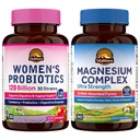 Vitalitown Magnesium + Probiotic Bundle (Pack of 2) | 10in-1 Magnesium Complex & Women's Probiotics 120 מיליארד CFUs | 90 Magnesium Caps & 30 Probiotic Caps