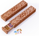 Wooden Pill מארגנת, 7 Day Pill Box, Travel Pill Box, Wooden Pill Case Privacy Protection Perfect for Medicine, ויטמינים, שמן דגים, תוספים (Sapele)