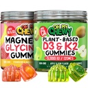 OH My CHEWY Magnesium + D3K2 Gummies Bundle - 2 בקבוקי בקבוק (60 כל אחד) - Strawberry בננה ואפל קיווי