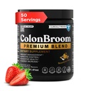 קולוןBroom Premium אבקת תוסף (Strawberry) - קולון Broom Psyllium Husk אבקת משקה - Gluten Free, non-GMO קולון ניקוי עבור Bloating Relief & Gut Health, 50 משרתים
