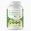 California Essentials Magnesium Glycinate 400 - Chelated, High Absorption Elemental Magnesium for Pain Relief, Bone & Heart Support - Vegan, Non-GMO, Gluten-Free ( Counts (Pack of 1))