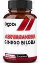 agobi 1600mg Ashwagandha עם ג'ינקגו Biloba תוסף - Super Extractation for Immune System, Energy Production, Memory Health & Focus - 240 קפסולות Veggie