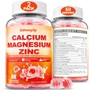 Calcium Magnesium Zinc Supplement Gummies with Vitamin D3 K2 & B Complex for Women Men 1000mg Calcium Citrate with Magnesium Gummies for Bone, Muscles & Immune Support, Sugar Free, Vegan