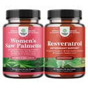 Bundle of Women's Saw Palmetto ו- Resveratrol תוסף - Saw Palmetto Extracts with Maca Root & Biotin for Hair Loss and AMPK Metabolic Activator for Metabolism Boost & cell Efficiency