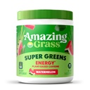 Grass Greens בלגן אנרגיה: Smoothie Mix, Super Greens אבקת ו Plant Based Caffeine עם אבקת תה ירוק ו Beet Root, Watermelon, 30 משרתות (Packaging May Vary)