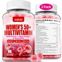 נשים ללא סוכר Multivitamin 50 פלוס חניכיים עם Calcium, Magnesium, Zinc, ויטמין A, C, D3, E, K2, B Complex, Folate, Biotin - Multi ויטמינים ומינרלים לעור, אנרגיה, Immune תמיכה תמיכה תמיכה