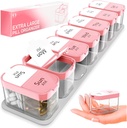 עוד מארגנת גלולות שבועיות גדולות - XL ויטמין Holder עם 7 השוואות של AM PM - Portable Medicine Dispenser for Home and Travel, Big Add Container for Weekly or Daily Use, Pink Pink