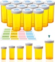 3.75oz Fat Pill Bottles with Child-Resistant Caps, 12 Pack - יכולות גדולות, Moisture-Proof, BPA-Free, עם 32 קל-Peel תוויות עבור ארגן גלולות, ויטמינים, תוספים, באדס ועוד יותר