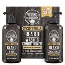 המהפכה הוויקינגית Beard Wash and Beard Conditioner for Men with Argan Oil ו- Jo Joba Oil - Beard Softener and Powerener Beard Care Beard Shampoo and Conditioner with Beard Oil (17ozd Vanilla)