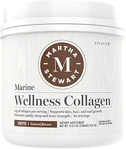 מרתה סטיוארט קולג'ן פפטידס אבקת - Multi Collagen for Women | תוספת בריאה לעור, שיער, ציפורניים וכוח עצם | 15g חלבונים | קפה | 25 משרתים