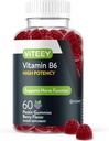 Viteey ויטמין B6 Gummies - אנרגיה, פעילות גופנית ומרד - B6 ויטמינים 100 מ"ג - טבעוני, גלוט חינם, GMO חינם - 60 Count Count