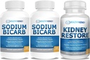 Sodium Bicarbonate 650 מ"ג קפסולות עבור סיוע Acid, Alkalinity 120 Pills 2Pack + Kidney לשחזר Kidney ניקויse ו- Kidney Health Supplement, 60 caps