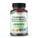 All-in-1 Wormwood Black Walnut Whole Cloves ג'ינג'ר - תומך ב- Liver Health & Aids Digestion - Made in the USA -150 קפסולות