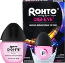 Rohto Digi-Eye Digital Eye Strain טיפות, Cooling Eye Strain הקלה מתסמינים של עין דיגיטלית העין סטרין, Long-Lasting, Soothing Eye Relief, Eye טיפות עבור אדום, עייף עיניים 0.4 oz בקבוק (pack of 2)