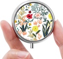 Mini Pill Box, Small Pill Box, Portable Pill Box, Sweet Pill Organer עבור ויטמינים, תרופות, שמן דגים ותוספים (פרחים לבנים)