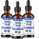 LIQUIDHEALTH Sleep Well Natural Sleep Aid Melatonin Drops - Better Sleep & Mood, Relax & Calm Mind, Fall Asleep Faster Stay Asleep Longer - Made in USA, Vegan, Sugar Free, Drug Free, Non-GMO (3 Pack)