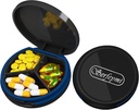 Serfeymi Small Pill Box - 3 השוואתיות Portable Pill Box for Purse Pocket, Compact Mini Travel Pill Case - מתאים לתרופה, ויטמין, שמן דגים, תוספים - Black(Logo)