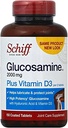 Schiff Glucosamine 2000mg עם ויטמין D3 ו Hyaluronic Acid, 150 טבליות - תוסף משותף
