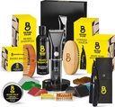 The Beard Club Men's Grooming Kit with Professional Cordless Electric Rechargeable Hair & Mustache / Beard Trimmer, Straight Edge Razor, Shampoo, Balm, Brush & Comb Gift Set