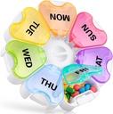מארגנת גלולות שבועיות עם Easy Push Button Design, Gelibo Large Pill Box 7 Day, Daily Pill Case Medicine מארגנת עבור ויטמין, שמן דגים, תוספת Arthritis Friendly New Edition