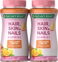 Nature's Bounty Hair, Skin & Nails with Biotin and Collagen, Citrus-Flavored Gummies Vitamin Supplement, Supports Hair, Skin, and Nail Health for Women, 2500 mcg, 80 Ct (2 Pack), 80 Total Servings