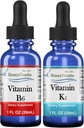 HoneyCombs ויטמין B6 & K1 טיפות - נוזל Pyridoxine & ויטמין K Extracts for Vegan, תומך בריאות כוללת, תמצית נוזלי non-GMO, 1 oz כל אחד