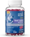 אמא's Bliss Kids Feel Calm Gummies, תמיכה בתחושה של Calm ולהרגיע את הגוף, Made with Magnesium, L-theanine, Sugar Free Raspberryade Flavor, Age 4, 60 חניכיים