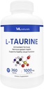ML Naturals L-Taurine 1000 מ"ג 360 קפסולות מערכת העצבים של מערכת הבריאות והאנטי-חמצן, NSF-Certified & cGMP-Compliant.