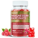 מגנזיום Glycinate חניכיים 1000 מ"ג, סוכר חינם Magnesium Potassium תוספי Chewable למבוגרים עם L-Threonate for Sleep, Body Support andlaxation,90 Raspberry Gummies