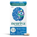 NEURIVA Brain + עין תוספת לזיכרון, מיקוד & ריכוז עם Lutein & ויטמינים A C E ו- Zinc לבריאות העין & Zeaxanthin to Filter Blue Light, 30ct כמוסות