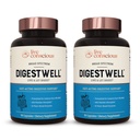 Live Conscious DigestWell Immediate תמיכה - תמיכה מהירה-מעשית | Broad Spectrum Enzyme, Probiotic & Herbal Formula - Decreases Everyday Gas & Bloating - 90 קפסולות (2-Pack)