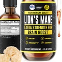 HerBIFY Lions Mane תוסף - Daily Mushroom for Memory, Focus & Clarity - Brain Booster - Lions Mane Tincture for Immune Support - 4 Fl oz