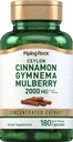 Piping Rock Ceylon Cinnamon Gymnema Mulberry Complex | 2000 מ"ג | 180 קפסולות | Herbal Supplement | Concentrated Extracted Extract | Non-GMO, Gluten Free
