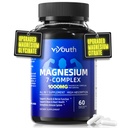Magnesium 7 מורכב תוספת מתקדמת עם Glycinate Citrate Malate Chelate Turate Orotate Aspartate, קפסולות עם Zinc, ויטמין D3 & B6 לשינה, כאבי שרירים, 60 קפסולות