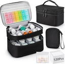 מארגנת תרופות Bag, Double Layers Pill Bottle Storage with 120 Pill Pouch Travel Baggies, Portable Medicine Storage Bag for Pills, ויטמינים, מטענים רפואיים לאחסון ביתי, עזרה ראשונה