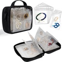 תכשיטי נסיעות מארגנת Case Transud תכשיטים אחסון ספר Binder Bag for Earrings, טבעות, תכשיטים, Bracelet, Black