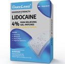 CARELAND 4% Lidocaine Patches 18 Pcs Waterproof Maximum Strength Back Pain Relief Products Patches with Strong Adhesive Border, for Neck Knee Nerve Shoulder Pain Relief Muscle Relaxer, Super Sticky
