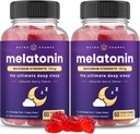 NutraChamps (Pack של 2 מלטונין חניכיים למבוגרים, תוספת חיזוק ויטמין, 5 מ"ג או 10 מ"ג Dose, Natural Strawberry Flavor עבור שינה טובה יותר, 120 חניכיים