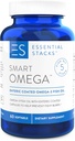 Essential Stacks Smart אומגה 3 - Burpless Fish Oil - 1400mg EPA DHA Per משרת, Enteric Coated (60 קפסולות)