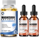 מגנזיום Glycinate Drops & Magnesium Glycinate 400 מ"ג Softgels עבור גברים ונשים, תמיכה אנרגיה, לילה, שרירים ותפקוד משותף, non-GMO, טבעוני