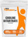 BulkSupplements.com Choline Bitartrate Powder - Choline Supplements - Unflavored & Gluten Free, 600mg per Serving, 100g (3.5 oz) (Pack of 1)