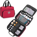 CURMIO Pill Bottle מאורגנתer Portable Medicine Bag, Lockable Prescription Bottle Storage for Pill Bottles, הויטמינים, תוספת רפואית לאחסון ביתי ולטייל, Red (Empty Medicine Bag)