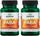 Swanson PABA - Powerful B Complex Supporting Red Blood Cell Formation - Folic Acid Component Aiding Supply Oxygen to Cells and Skin Health Support - (120 קפסולות, 500 מ"ג כל) (2 Pack)