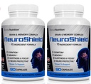 NeuroShield, Brain Supplement a Nootropic Brain Booster and Memory Supplement, Contains Huperzine A, גינקו בילובה, Bacopa Plus Antioxidants for Brain Health, Multi-gredients, 2 בקבוקים, 180 קפסולות