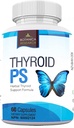 תוסף תמיכה Thyroid: All Natural Glandular System: Better, Concentration, ה-PS Balance Energy Boost - 60 קפסולות ויטמין Veggie