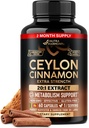 קפסולות Ceylon Cinnamon - תוספת כוח - תמיכה באנרגיה לב ומטבוליזם לגברים ונשים - טהור טבעי Cinnamon 20:1 לחלץ תוסף - GMO & Gluten חינם - מיוצר בארה"ב - 60 קפסולות 2 חודש