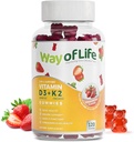ויטמין D3 5000 IU (125 mcg) + K2 (MK-7) 100 mcg Sugar-Free Gummies, Strawberry - 120 ספירה, עצמות ובריאות לב עבור מבוגרים, פטרייה שרירים, Pectin, Tasty, Chewy, non-GMO, Gluten-Free, Gelatin-FreeFree, Gelatin-Free Free, Gelatin-Free, Gluatin-Free